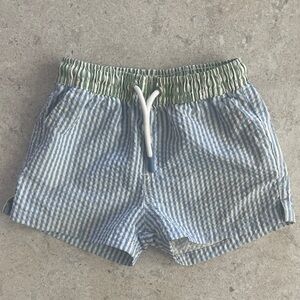 Zara Green and Blue Striped Athletic Shorts